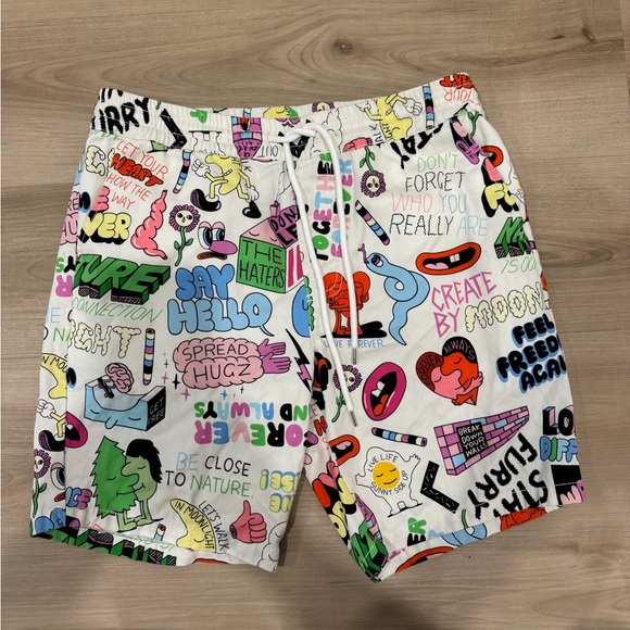 Jeremyville/Forever21 colab shorts XL 80’s inspired print  limited edition - Picture 1 of 8